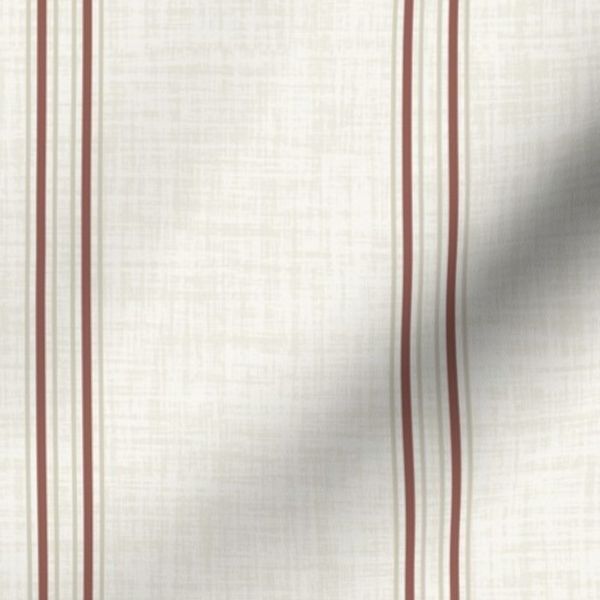 Traditional classic vertical stripes in burgundy and textured cream