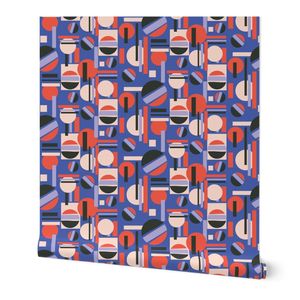 Ping-pong paddles geometry graphic abstract-Purple red black and pink