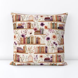 Cottagecore Bookshelves and Lilac Flowers