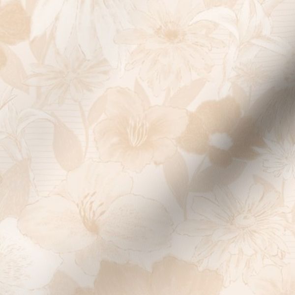Blooming boho modern flowers - monochromatic beige florals