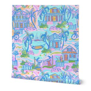 Key West Cottages Light Pink Ground 12 X 12