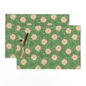 Art Nouveau Scattered Blossoms in Sage and Peach