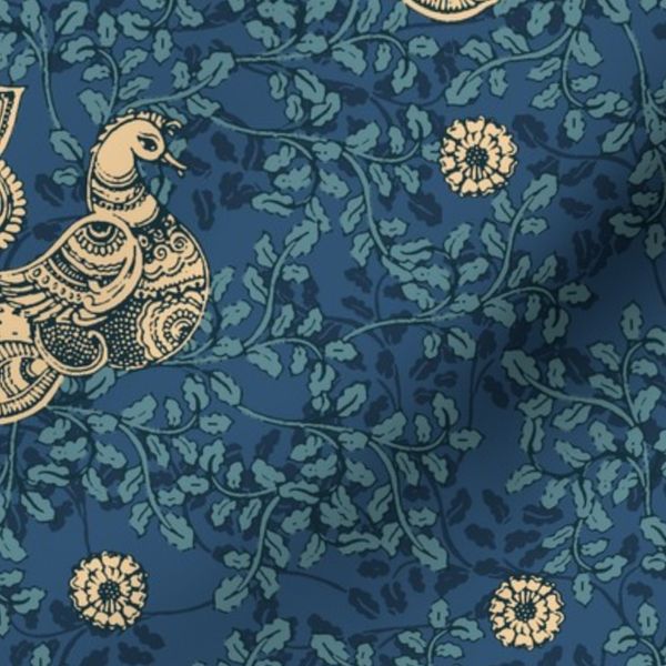 TRADITIONAL INDIAN FOLK ART-KALAMKARI INSPIRED-FABRIC DESIGN-HOME DECOR-2