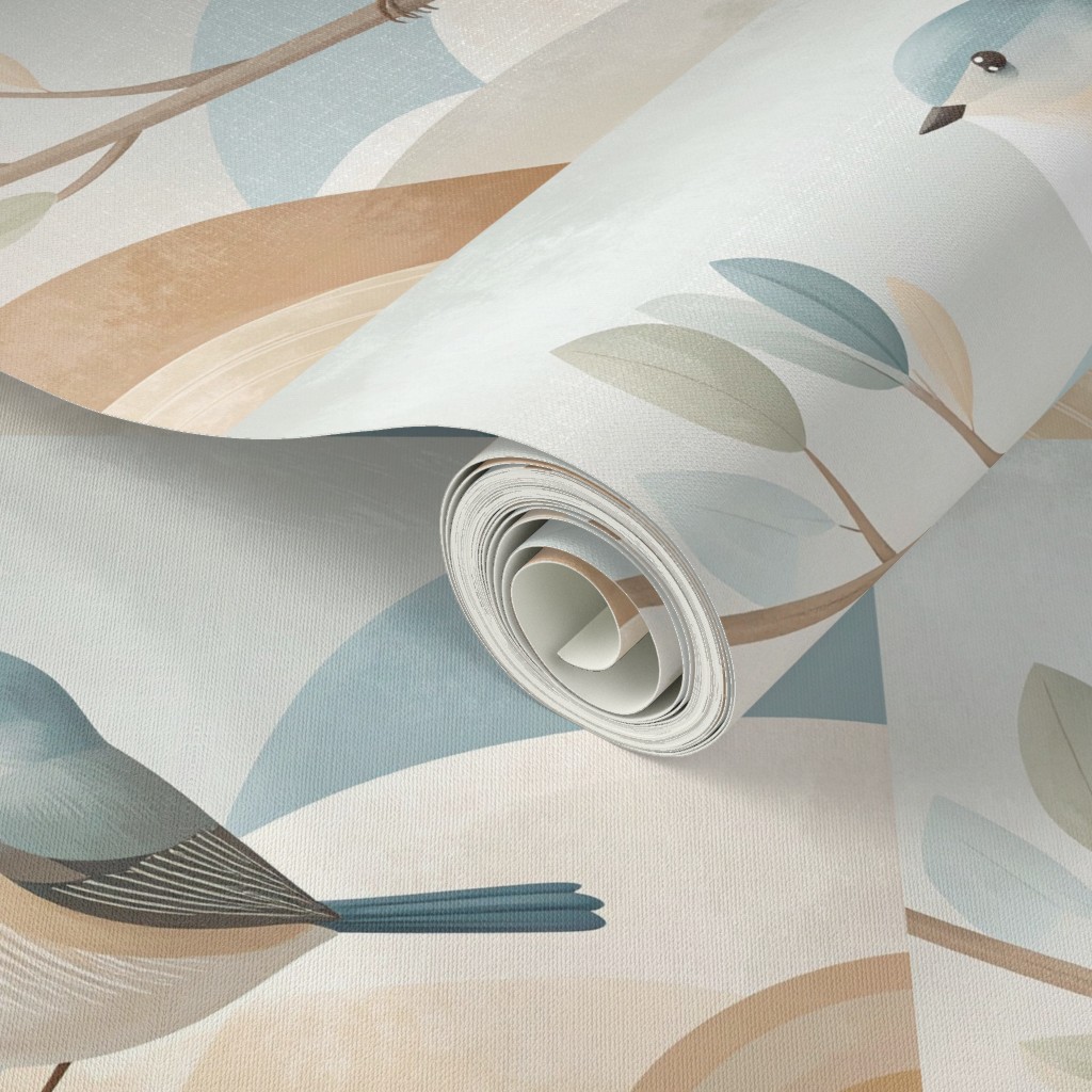 Close up of a Peel and Stick wallpaper roll with a design applied