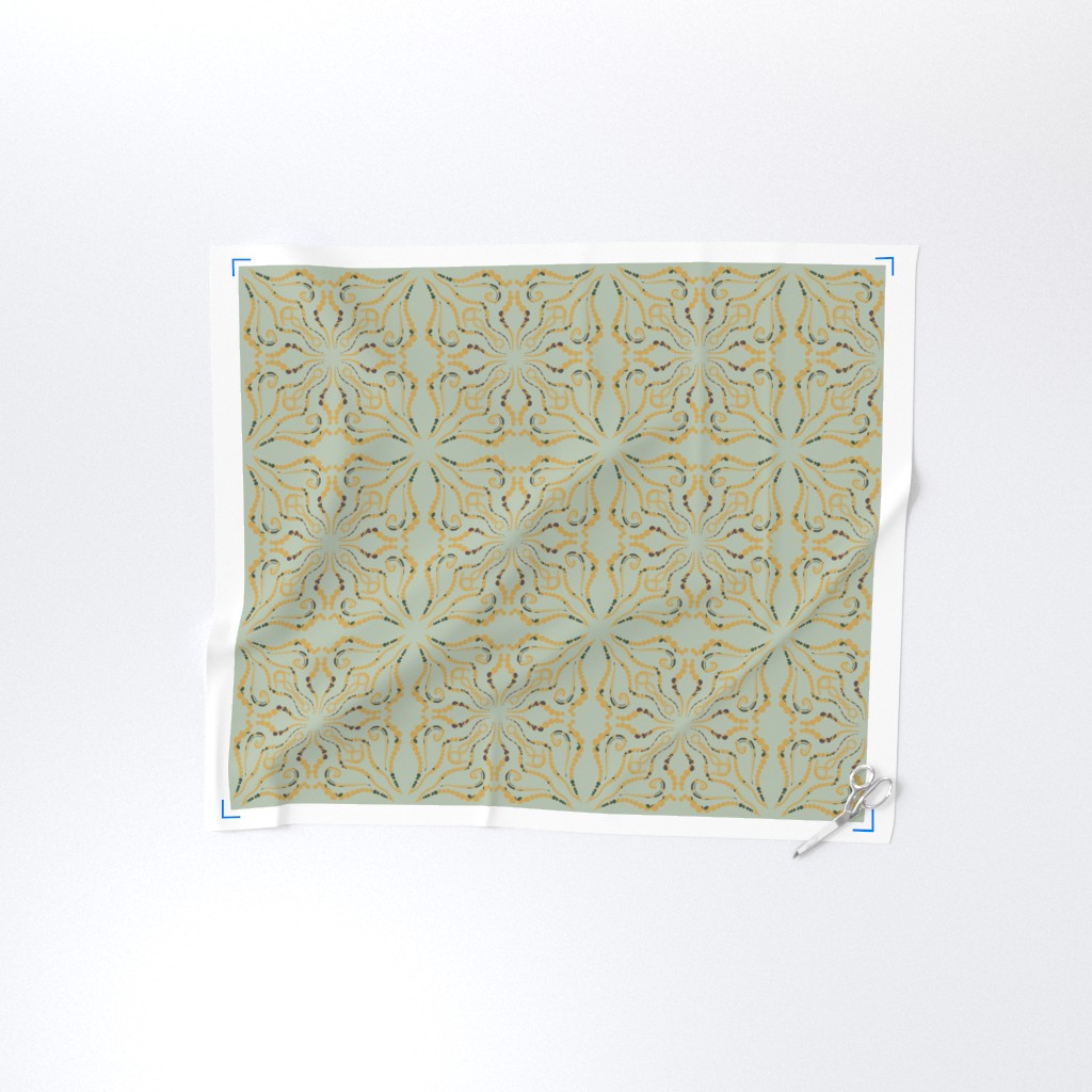 Yard of fabric with selvedge and sewing shears