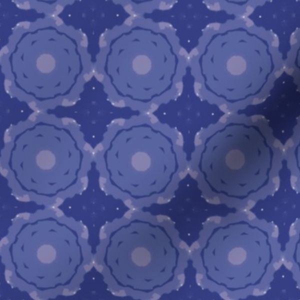 Blue Floral Tile Pattern Modern Geometric Circle Design