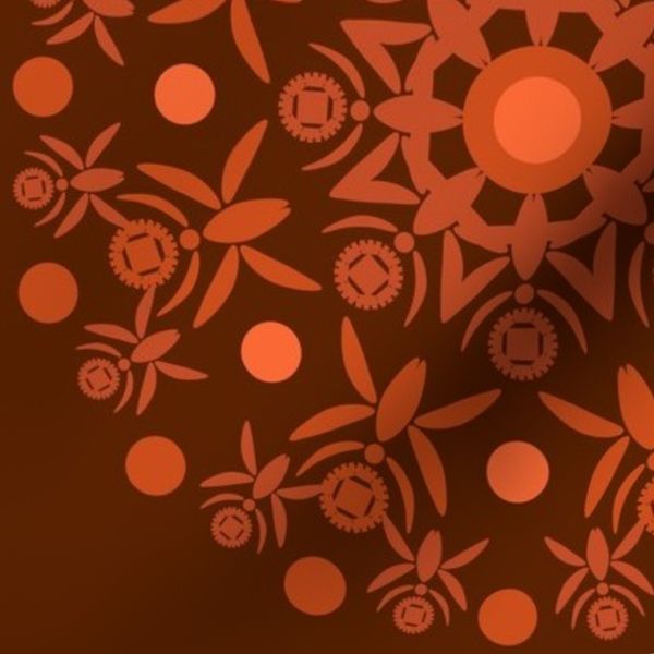 Mandala style warm brown orange tones abstract ornament