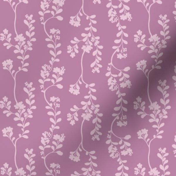BC 3057 F6 - Dusty Rose Botanical Stripes - Two-Directional Mauve Floral