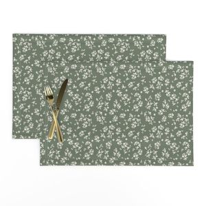 Naomi Two Tone Floral Nostalgic Toss Dark Sage SMALL SCALE