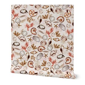 Vintage Watercolor Seashells & Coral
