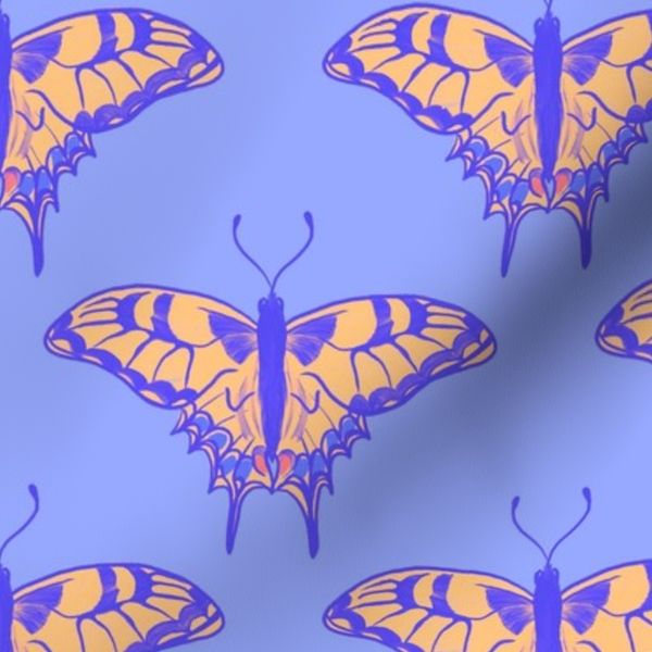 Swallowtail butterfly in lavender blue