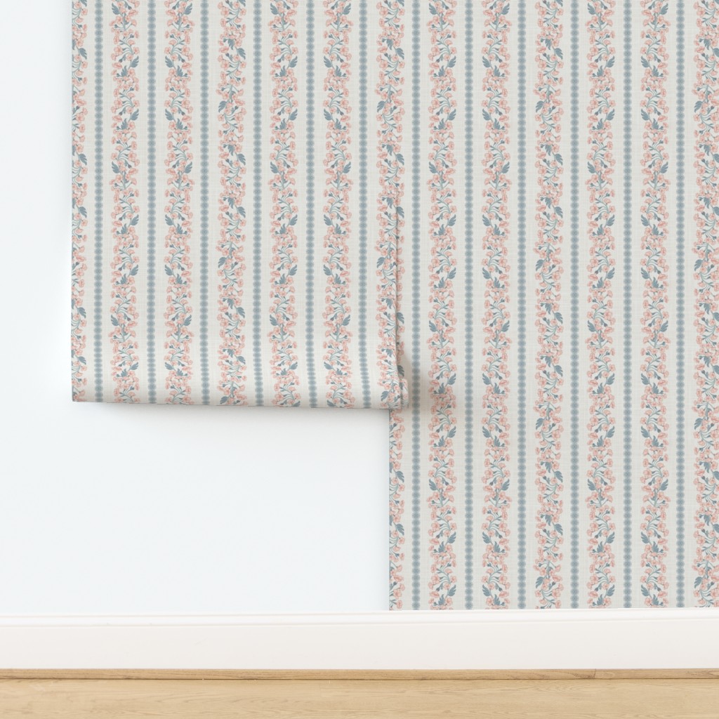 Wall with a full roll and a half roll of Peel and Stick wallpaper applied