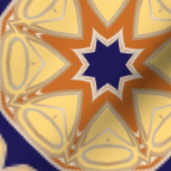 Geometric Pattern Octagon stars - Navy Yellow Orange Yellow Stars