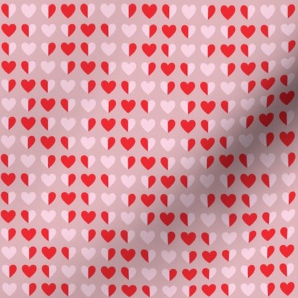 Half Hearted - Pink and Red Hearts Dusty - Valentine's Day