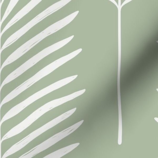 Modern Coastal Palm Fronds - Straight - Sage Green 1 - Large