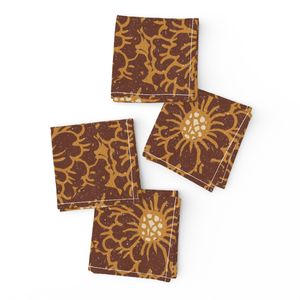 French Country Retro Petal Flood Bold Floral Brown