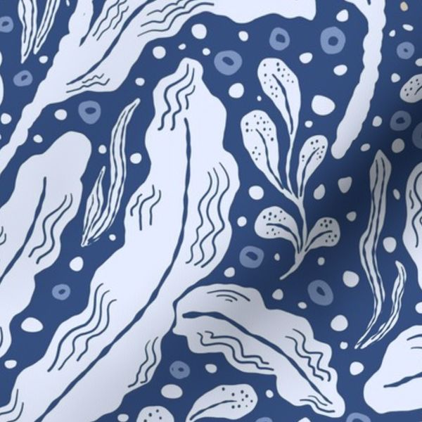 Heritage Garden - William Morris-Inspired Seaweed & Flowing Leaves Blue (S)