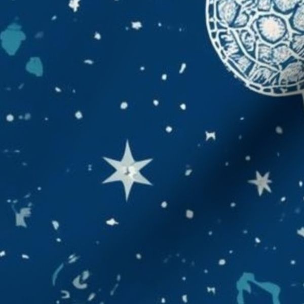 Celestial Sea Turtle Mandala Starry Ocean Night Coastal Moon Pattern