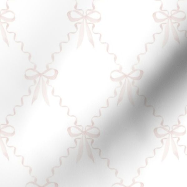 Watercolor baby pink bow on harlequin white background