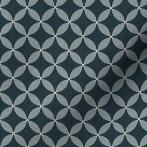 Navy/Light Blue Cross Stitch Circle Lattice - Dark and Moody Geometric (S)