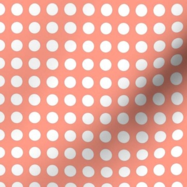tiny white polka dots on solid salmon
