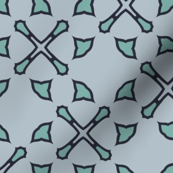 Geometric Seamless Pattern -Grey Sage Navy
