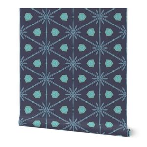 Geometric Seamless Pattern - Navy Sage Abstract Floral