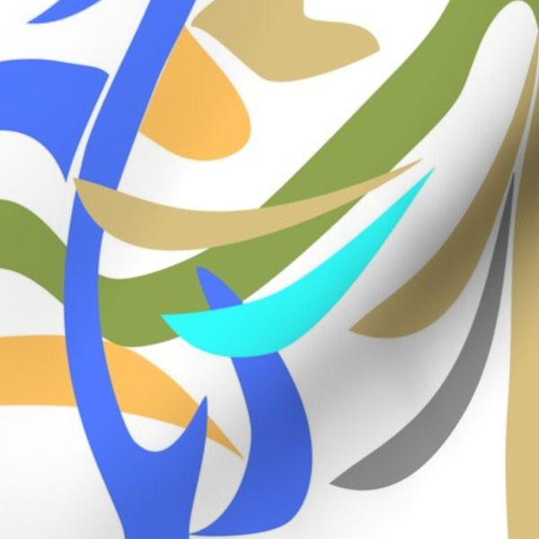 0179 Open Mirror - White -Yellow - Turquoise - Blue