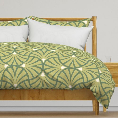 Large Textured Abstract Light Dill And Beige Scallop Florals Seaweed Green