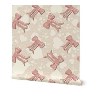 Sweethearts & Bows Warm Neutral Heart & Bow Pattern