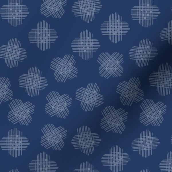 Hand Drawn Geometric Cross Hatch Ikat Floral Pattern blue S