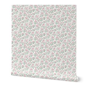 Esme Cottagecore Floral in Jade Green and Lotus Pink (small)