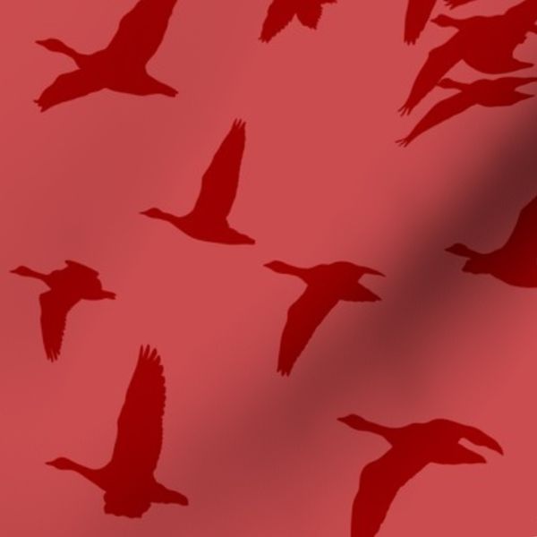 Wild Geese Crossing the Sky - Muted Vintage Red