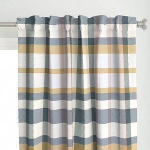 Timeless Summer Hearth Traditional crosshatch Plaid lines - yellow bluegray