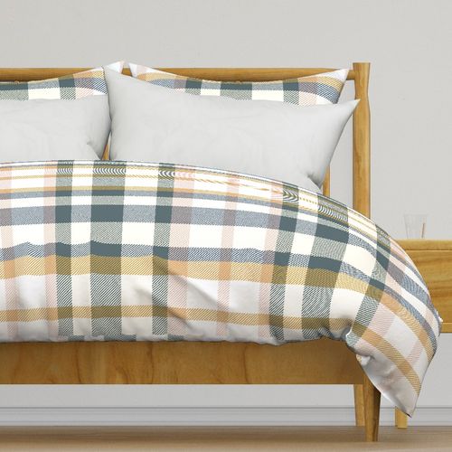 Timeless Summer Hearth Traditional crosshatch Plaid lines - yellow bluegray