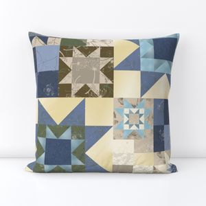 Soft Meadow Scrappy Stars - Faux Quilt Jacket Panel (36" Repeat)