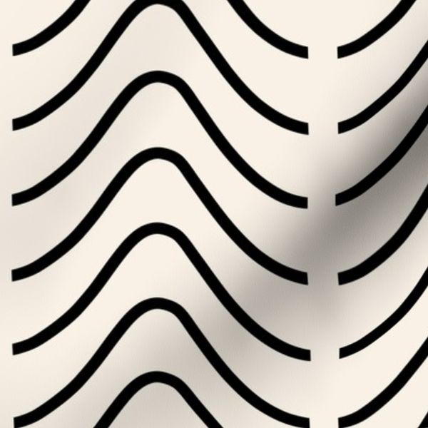 Cream White And Black Wave Line