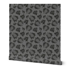 (S) Boho Tropical Palm Leaves Silhouettes Black