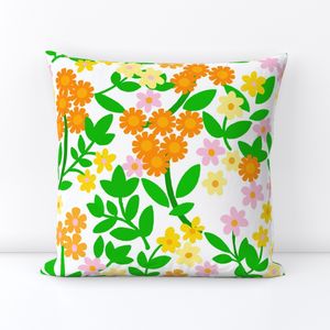 1973 Papercut Daisy Ditzy Flowers Pink Yellow Orange Grass Green White (M)
