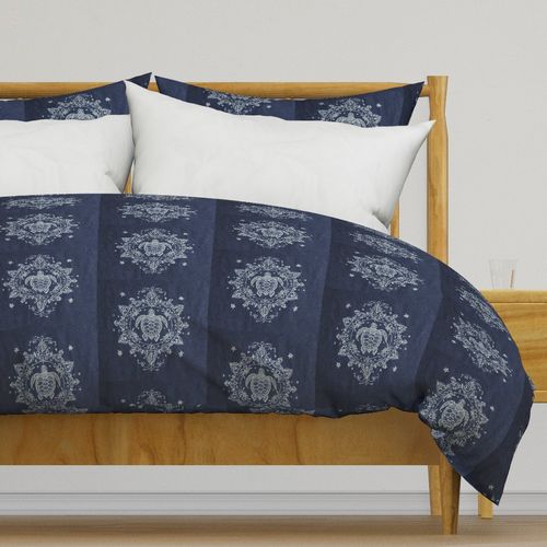 Celestial Sea Turtle Mandala Coastal Boho Ocean Pattern Indigo Beach House
