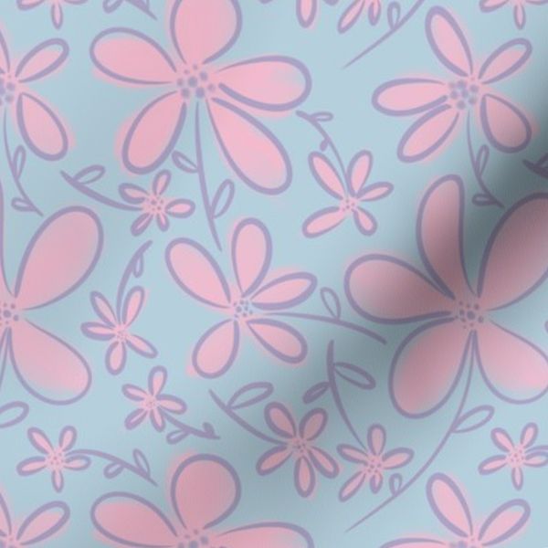 Floral Blue Lilac and Pink flower pattern