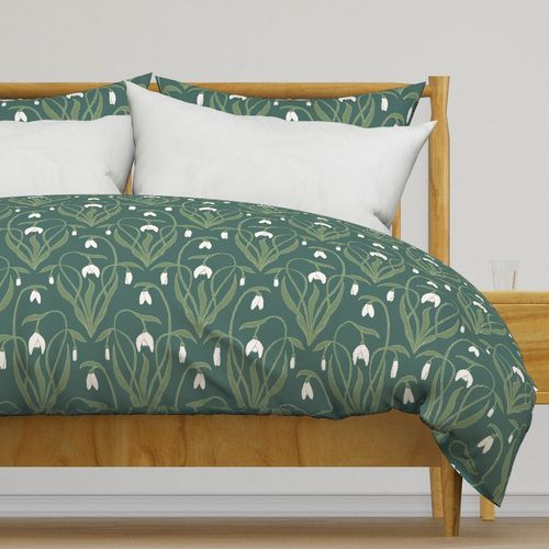 Snow drop nouveau - teal light - medium