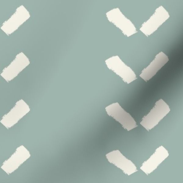 Falling Chevrons In Dusty Green