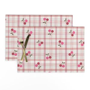 Cherry Picnic Plaid (Large) - Pink - Cottagecore Fruit Check