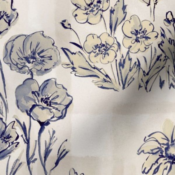 Vintage Watercolor Wildflower Collage on Parchment Extra Large