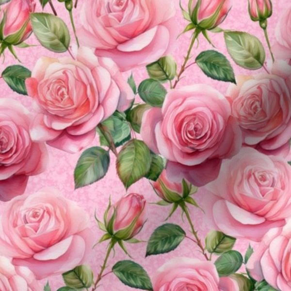 (m) Cottage Core Pink Floral Roses Texture