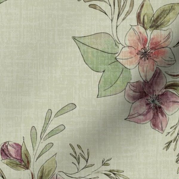 Soft Vintage Floral Pattern - Large Scale
