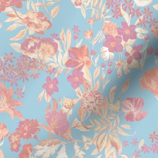 Ditsy Floral Collage - Sky Blue