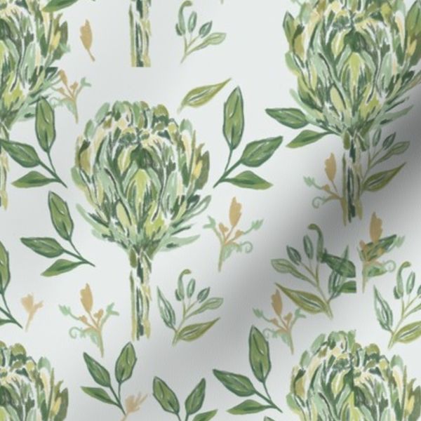 Verdant Market White And Sage Artichoke Botanical Medium Scale