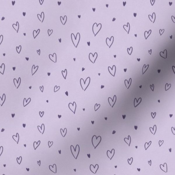 Small Hand Drawn Hearts in Dark Purple on a Textured Lavender